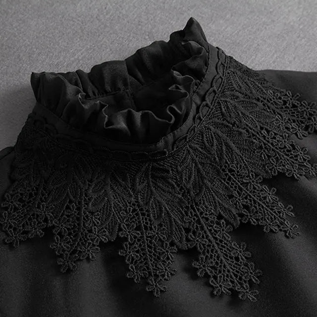 Fashion 2025 Front Tie White Fake Collar for Women Stand Detachable Collar Fake Girls Vintage Lace Ladies False Blouse Collar