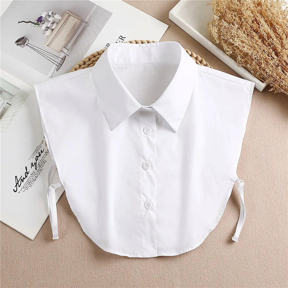 Fashion 2025 Front Tie White Fake Collar for Women Stand Detachable Collar Fake Girls Vintage Lace Ladies False Blouse Collar