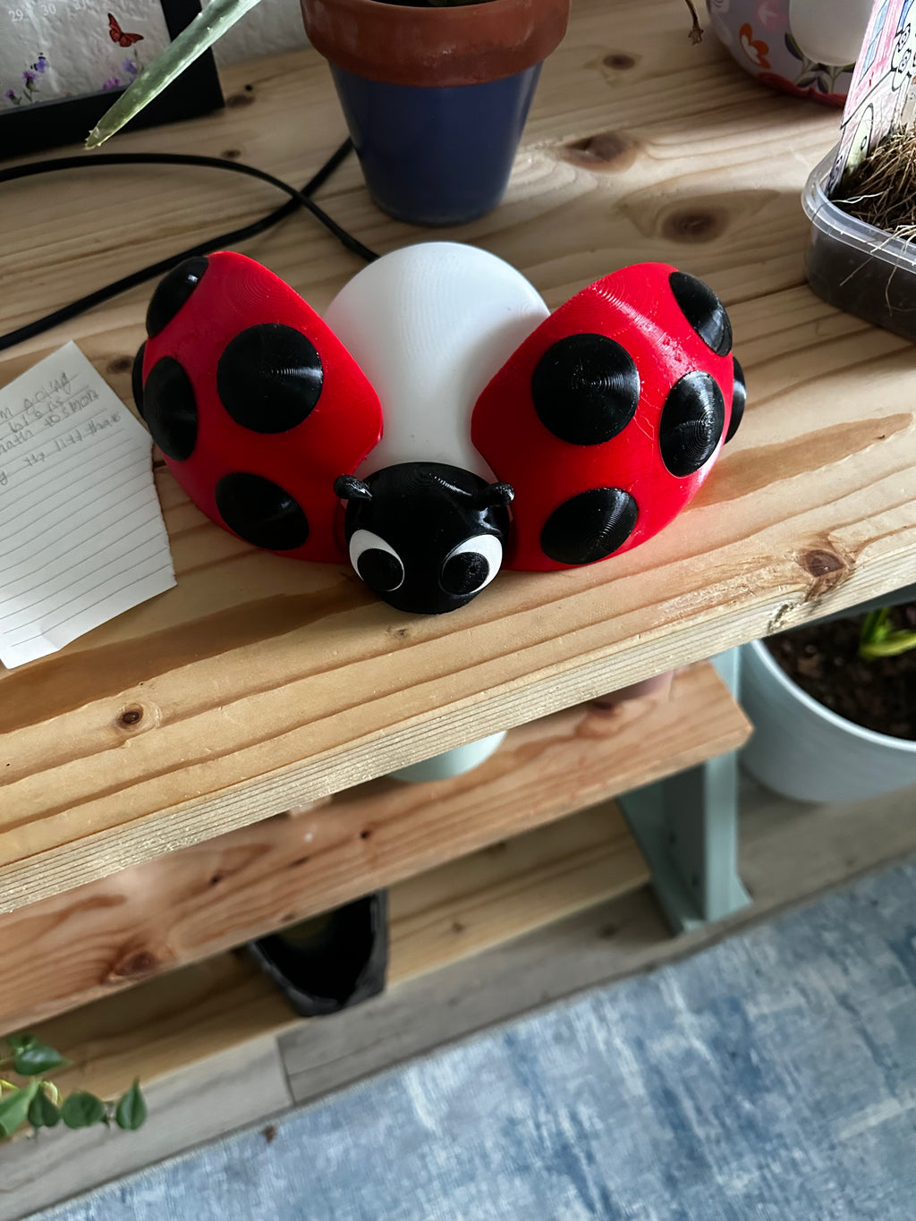 Adjustable Ladybug Night Light | 3D Printed Nursery Lamp with Opening Wings | Kids Room Decor