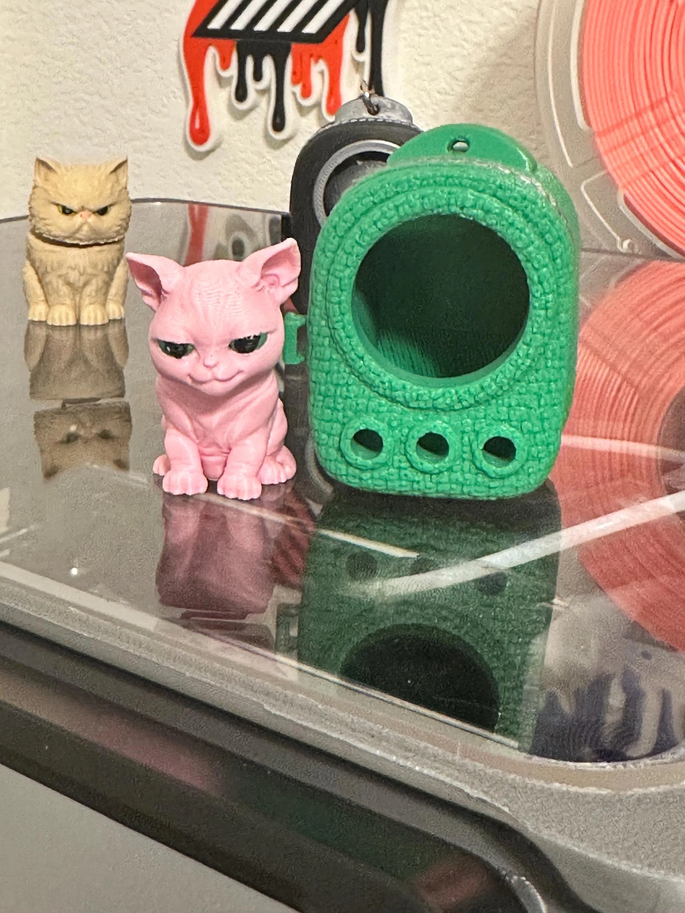 3D Printed Capsule Cat Keychain | Kawaii Angry Cat Collectible | Cute Desk Buddy Figure | Designer Style Mini Cat Gift