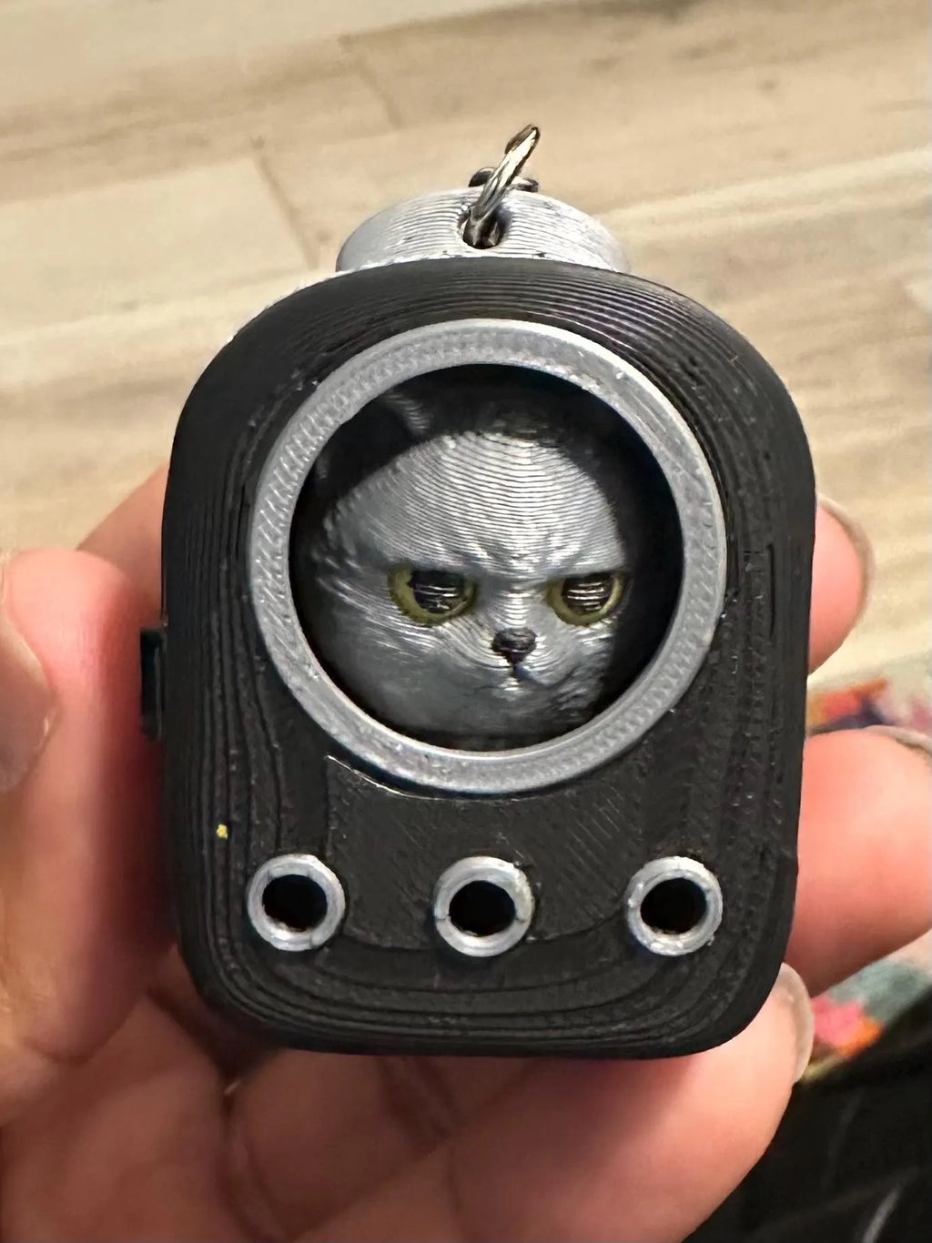 3D Printed Capsule Cat Keychain | Kawaii Angry Cat Collectible | Cute Desk Buddy Figure | Designer Style Mini Cat Gift