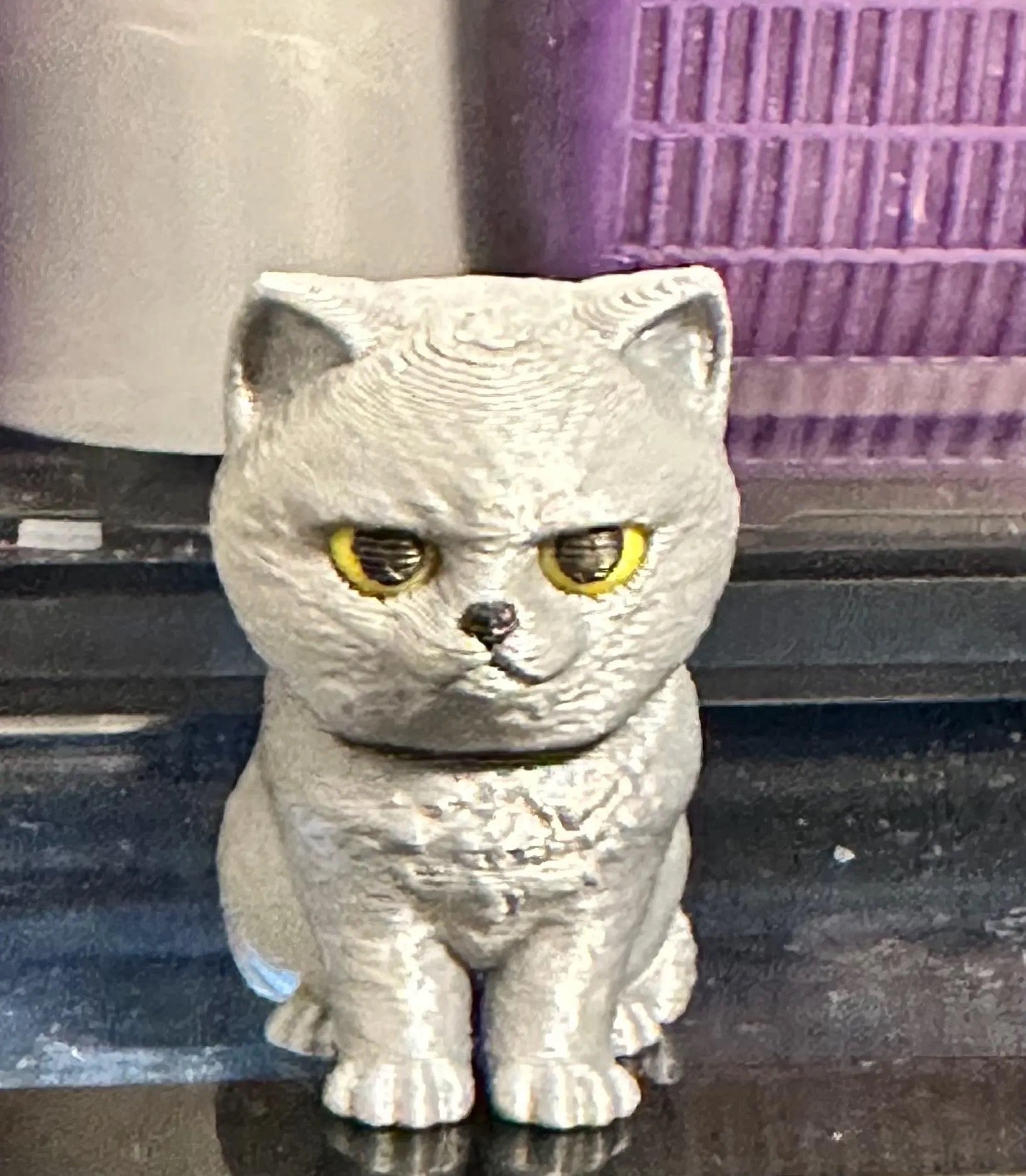 3D Printed Capsule Cat Keychain | Kawaii Angry Cat Collectible | Cute Desk Buddy Figure | Designer Style Mini Cat Gift