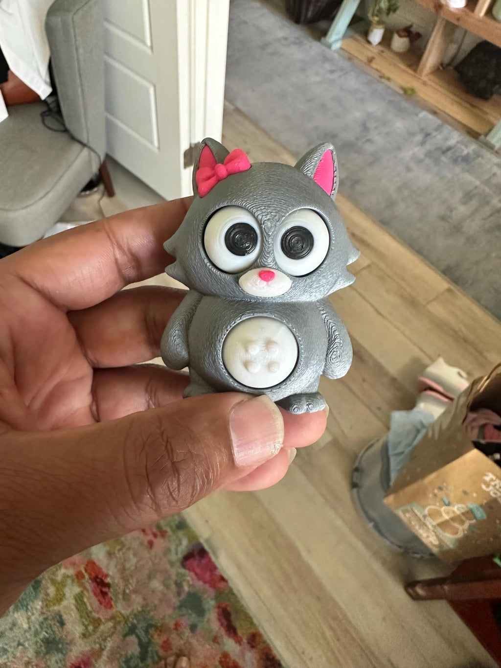 Mechanical Belly Rubs Fidget Toy - Interactive Moving Eyes - 3D Printed Kinetic Desk Toy