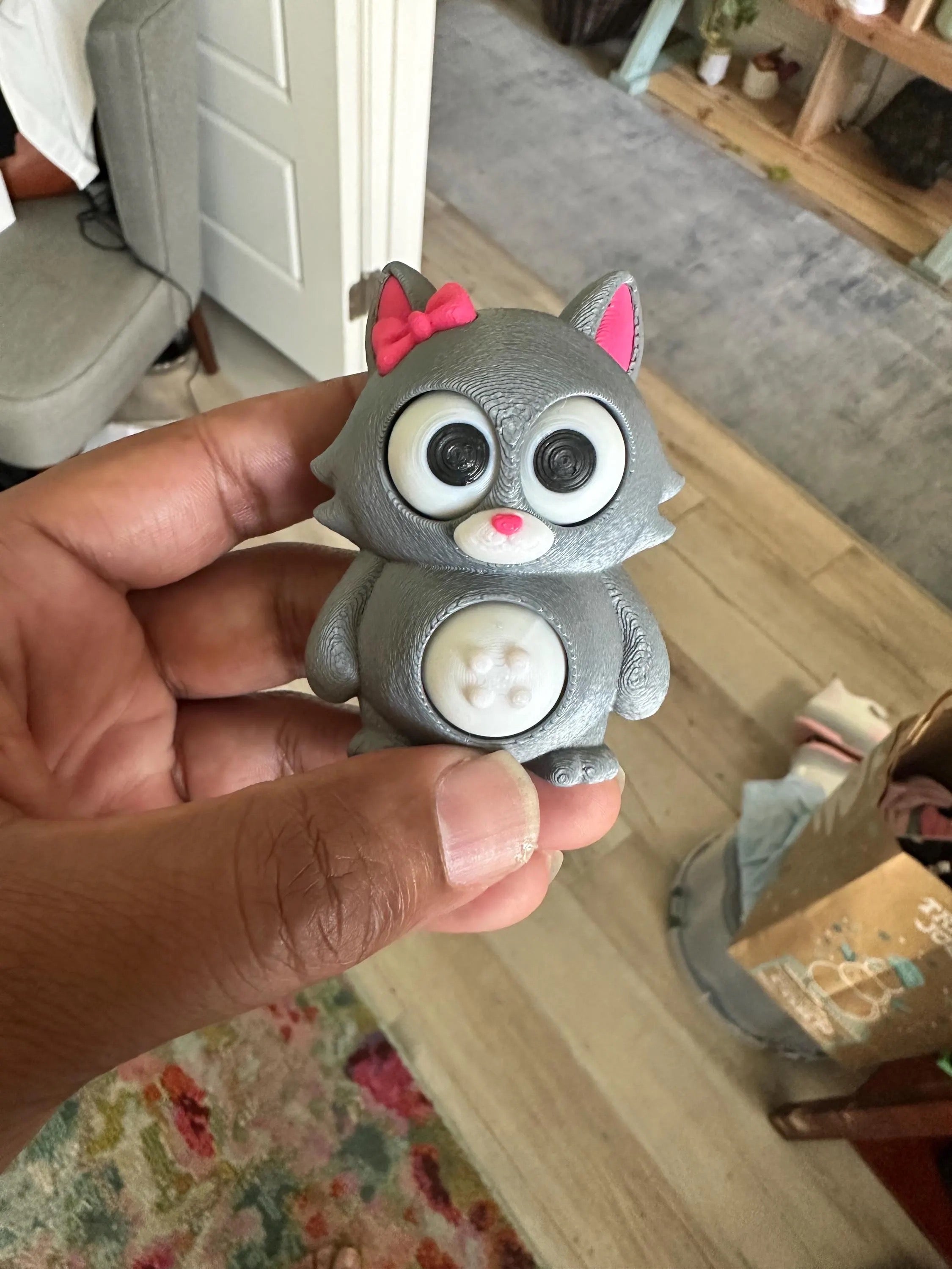 Mechanical Belly Rubs Fidget Toy - Interactive Moving Eyes - 3D Printed Kinetic Desk Toy