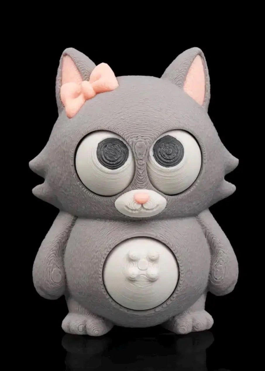 Mechanical Belly Rubs Fidget Toy - Interactive Moving Eyes - 3D Printed Kinetic Desk Toy