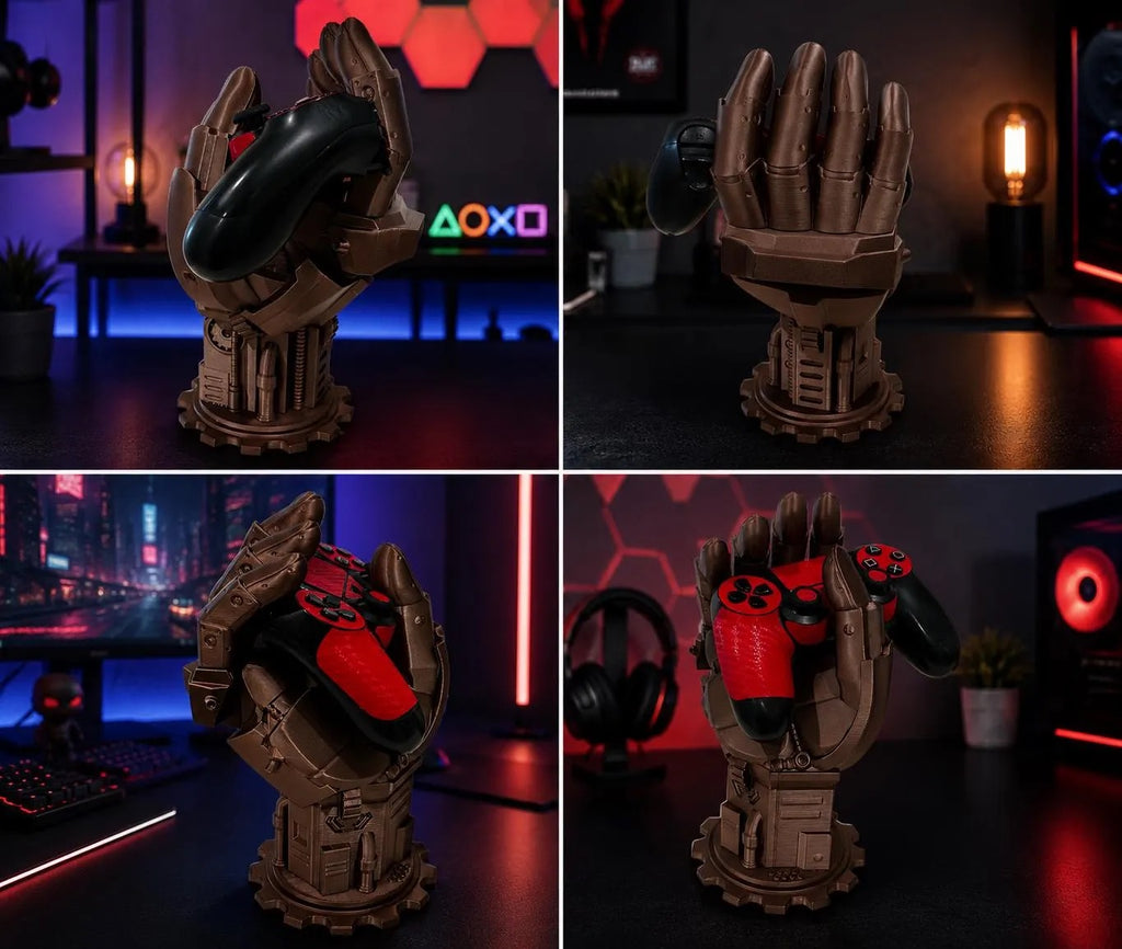 Futuristic 3D Printed Controller Holder | Gaming Desk Decor | PS5 & Xbox Stand | Gamer Gift | Metallic Display Stand