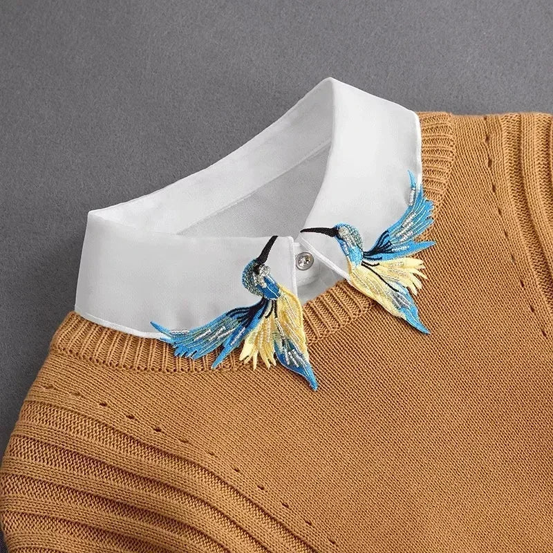 Fashion 2025 Front Tie White Fake Collar for Women Stand Detachable Collar Fake Girls Vintage Lace Ladies False Blouse Collar