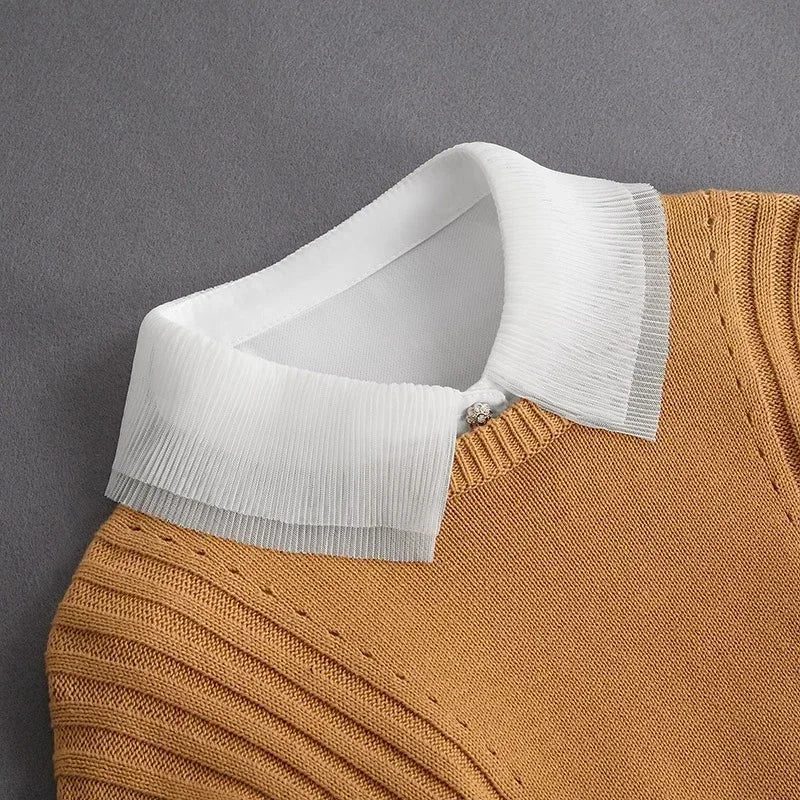 Fashion 2025 Front Tie White Fake Collar for Women Stand Detachable Collar Fake Girls Vintage Lace Ladies False Blouse Collar